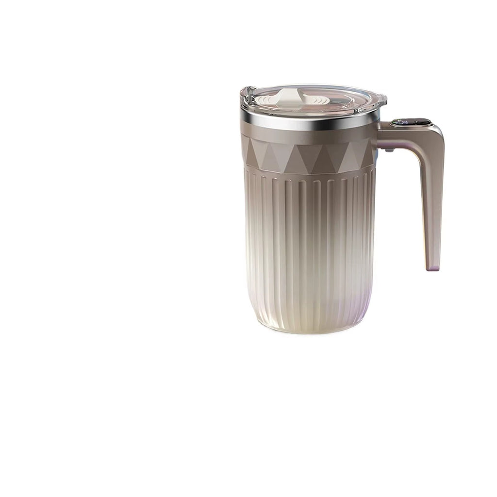 Smart insulated travel mug with digital temperature display handle and spill-resistant lid, designed for keeping coffee, tea, and hot beverages at the ideal temperature.